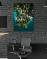 Tropik Ada Evleri Temperli Cam Tablo - Görsel 6