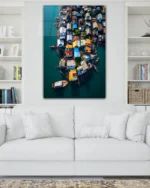 Renkli Sahil Evleri Temperli Cam Tablo - Görsel 2