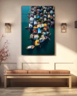 Renkli Sahil Evleri Temperli Cam Tablo - Görsel 3