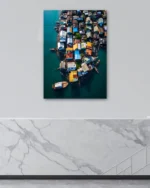 Renkli Sahil Evleri Temperli Cam Tablo - Görsel 4