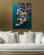 Renkli Sahil Evleri Temperli Cam Tablo - Görsel 5