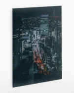 Gece Işıklarıyla Şehir Manzarası Temperli Cam Tablo