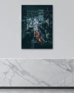 Gece Işıklarıyla Şehir Manzarası Temperli Cam Tablo - Görsel 4