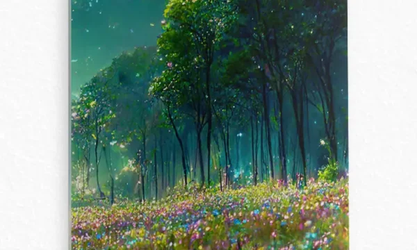 Büyülü Orman ve Çiçekler Temperli Cam Tablo