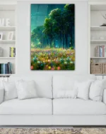 Büyülü Orman ve Çiçekler Temperli Cam Tablo - Görsel 2