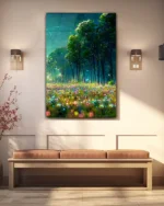 Büyülü Orman ve Çiçekler Temperli Cam Tablo - Görsel 3