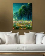 Büyülü Orman ve Çiçekler Temperli Cam Tablo - Görsel 5