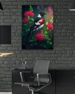 Kırmızı Çiçekler Arasındaki Kuş Temperli Cam Tablo - Görsel 6