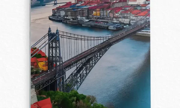 Porto Şehir ve Köprü Manzarası Temperli Cam Tablo