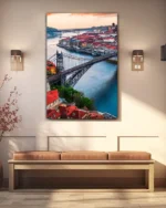 Porto Şehir ve Köprü Manzarası Temperli Cam Tablo - Görsel 3