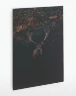 Karanlık Ormanda Geyik Silüeti Temperli Cam Tablo