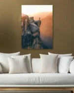 Uçurum Kenarında Gün Batımı Manzarası Temperli Cam Tablo - Görsel 5