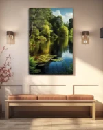 Orman ve Gölet Manzarası Temperli Cam Tablo - Görsel 3