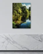 Orman ve Gölet Manzarası Temperli Cam Tablo - Görsel 4