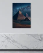 Gece Gökyüzü Altında Piramitler Temperli Cam Tablo - Görsel 4
