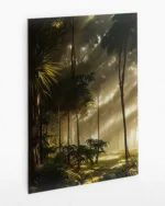 Güneş Işıklarıyla Aydınlanan Tropik Orman Temperli Cam Tablo