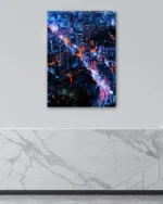 Gece Işıklarıyla Şehir Manzarası Temperli Cam Tablo - Görsel 4