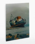 Terk Edilmiş Paslı Gemi Temperli Cam Tablo