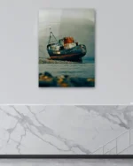 Terk Edilmiş Paslı Gemi Temperli Cam Tablo - Görsel 4