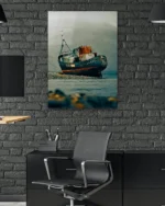 Terk Edilmiş Paslı Gemi Temperli Cam Tablo - Görsel 6