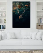 Ormanda Asaletli Geyik Temperli Cam Tablo - Görsel 2