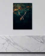 Ormanda Asaletli Geyik Temperli Cam Tablo - Görsel 4