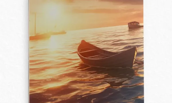 Gün Batımında Tekne Manzarası Temperli Cam Tablo