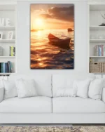 Gün Batımında Tekne Manzarası Temperli Cam Tablo - Görsel 2