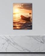 Gün Batımında Tekne Manzarası Temperli Cam Tablo - Görsel 4