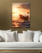 Gün Batımında Tekne Manzarası Temperli Cam Tablo - Görsel 5