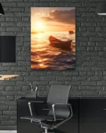 Gün Batımında Tekne Manzarası Temperli Cam Tablo - Görsel 6