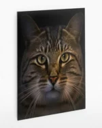 Yeşil Gözlü Kedi Portresi Temperli Cam Tablo