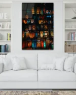 Renkli Fener Işıkları Temperli Cam Tablo - Görsel 2