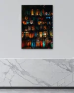 Renkli Fener Işıkları Temperli Cam Tablo - Görsel 4