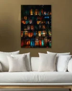 Renkli Fener Işıkları Temperli Cam Tablo - Görsel 5