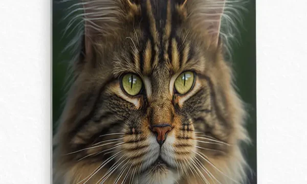 Uzun Tüylü Kedi Portresi Temperli Cam Tablo