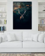 Ormanda Geyik Silüeti Temperli Cam Tablo - Görsel 2