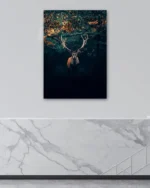 Ormanda Geyik Silüeti Temperli Cam Tablo - Görsel 4