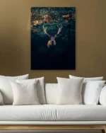 Ormanda Geyik Silüeti Temperli Cam Tablo - Görsel 5