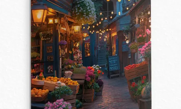 Sokak Çiçek Pazarı Temperli Cam Tablo