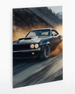 Siyah Klasik Araba Drift Temperli Cam Tablo