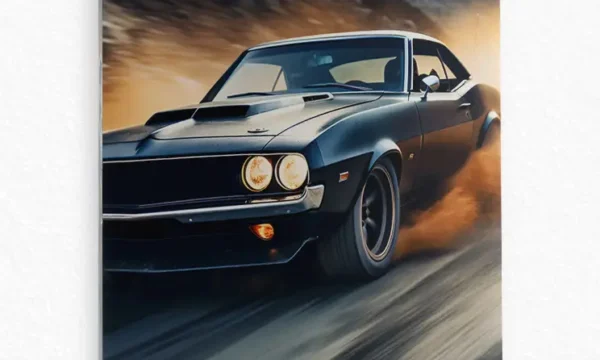 Siyah Klasik Araba Drift Temperli Cam Tablo