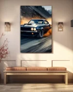 Siyah Klasik Araba Drift Temperli Cam Tablo - Görsel 3