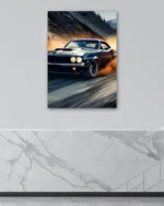 Siyah Klasik Araba Drift Temperli Cam Tablo - Görsel 4