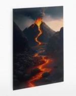 Lav Püskürten Yanardağ Manzarası Temperli Cam Tablo