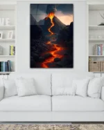 Lav Püskürten Yanardağ Manzarası Temperli Cam Tablo - Görsel 2