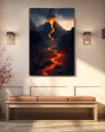 Lav Püskürten Yanardağ Manzarası Temperli Cam Tablo - Görsel 3