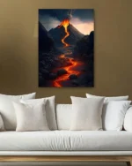 Lav Püskürten Yanardağ Manzarası Temperli Cam Tablo - Görsel 5