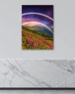 Dağ Üzerinde Çift Gökkuşağı Manzarası Temperli Cam Tablo - Görsel 4