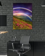 Dağ Üzerinde Çift Gökkuşağı Manzarası Temperli Cam Tablo - Görsel 6